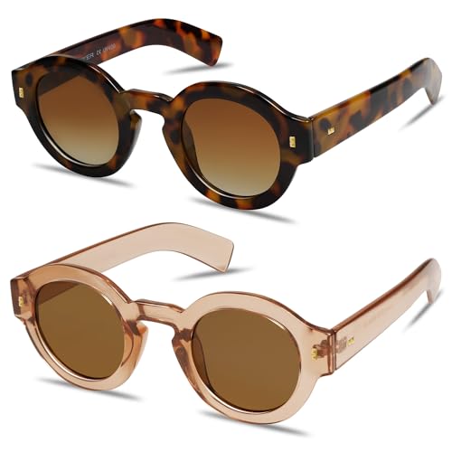 Image of VANLINKER Vintage Round Polarized Sunglasses for Women Men Trendy Shades Retro Circle Sun Glasses VL9743