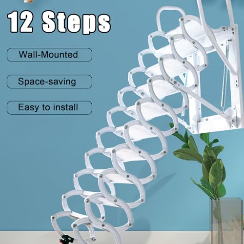 Amhricho Wall-Mounted Folding Stairs For Attic, Outdoor Attic Ladder Pull Down System thumb #2