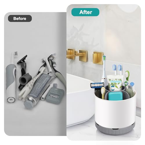 PARKMANI Toothbrush Holders for Bathrooms, Rotating Electric Toothbrush and Toothpaste Holders, Rotating Makeup Organiser, Detachable Toothbrush Caddy Organizer for Family, Kids (White) - Cosy Home Interiors PARKMANI Toothbrush Holders for Bathrooms, Rotating Electric Toothbrush and Toothpaste Holders, Rotating Makeup Organiser, Detachable Toothbrush Caddy Organizer for Family, Kids (White) - Image 5