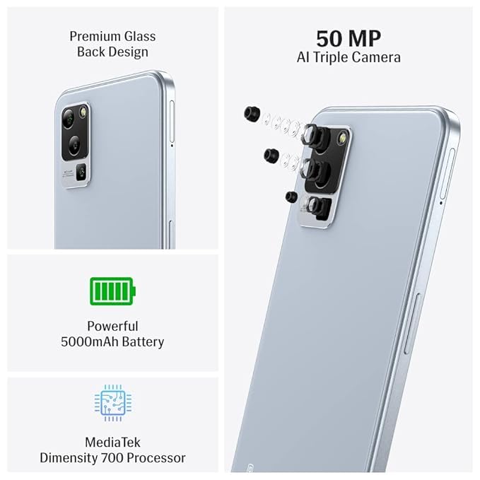 Image of Lava Blaze 5G (Glass Green, 4GB RAM, UFS 2.2 128GB Storage) | 5G Ready | 50MP AI Triple Camera | Upto 7GB Expandable RAM | Charger Included | Clean Android (No Bloatware)