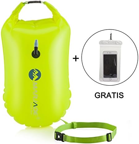 MARJAQE Open Water Swim Buoy,Highly Visible Safety Swim Float with Dry Bag and Waterproof Cell Phone Case for Swimmers,Eco-Friendly PVC and Large Capacity