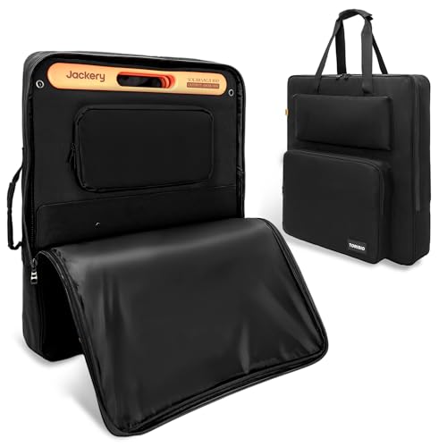 Image of TORIBIO Solar Panel Travel Bag, Padded Portable Solar Panel Storage Bag Compatible with Jackery SolarSaga 100W, Water-resistant Protective Carrying Pocket Case for Outdoor Camping Travel