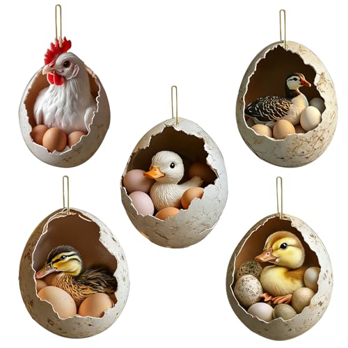 Décoration de Pâques Pendentif Mignon Poussins Canetons de Paques Deco de Sapin de Easter Acrylique Suspendre Ornements de Paques et Cadeaux pour Intérieure...
