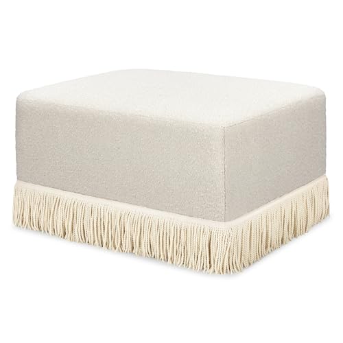 Namesake Crawford Gliding Ottoman in Rose Boucle with Ivory Tassel Fringe, GREENGUARD Gold and CertiPUR-US® Certified, No Assembly Required