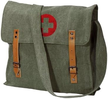 Nato Canvas Medic Red Cross Messenger Bag, Sage