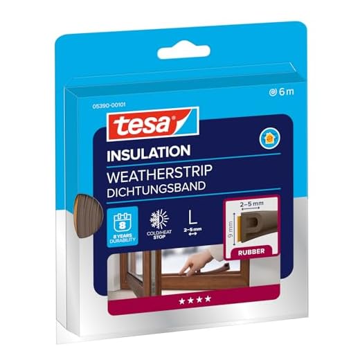 tesamoll P-list tätningslist - Dörrlist & Fönsterlist för tätning av 2-5 mm stora springor mellan karm och fönster eller dörr - Brun - 6 m x 9 mm x 5,5 mm