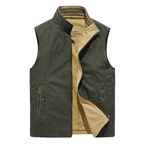 Gilet coton col montant homme veste d'outillage mi-saison verte
