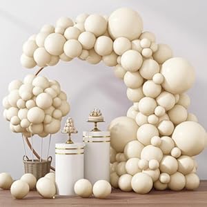 RUBFAC 129pcs Ivory white Balloons ...