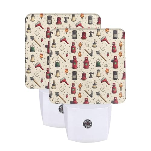 GVYGVY Led Night Lights Plug Into Wall 2 Pack - 0.3w Fire Tools Print Nightlights Plug in Wall with Light Sensors Auto-On/Off, Night Lamp for Home Hallway Bathroom Bedroom Decor