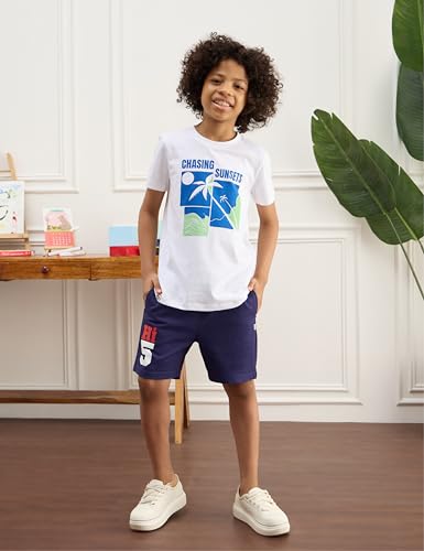 Image of Amazon Brand - Symbol Boys Cotton Rich Stretchable Knit Terry Shorts | Age 2-14 Years