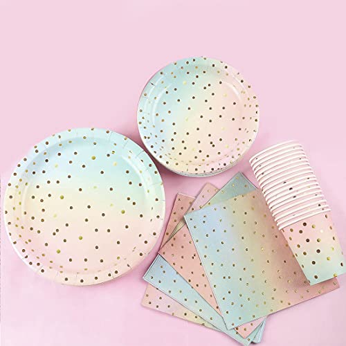 Stoviglie Arcobaleno, 100 Pezzi Piatti di Carta