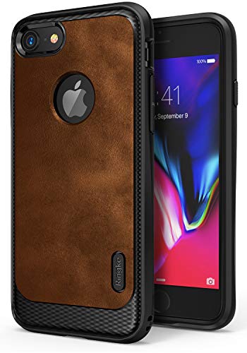 Ringke Flex S Compatible with iPhone 7 Phone Case Coated Textured Leather Style Flexible TPU Advanced Shock Protection Durable Sophisticated Rustic Stylish Case for iPhone7 - Brown