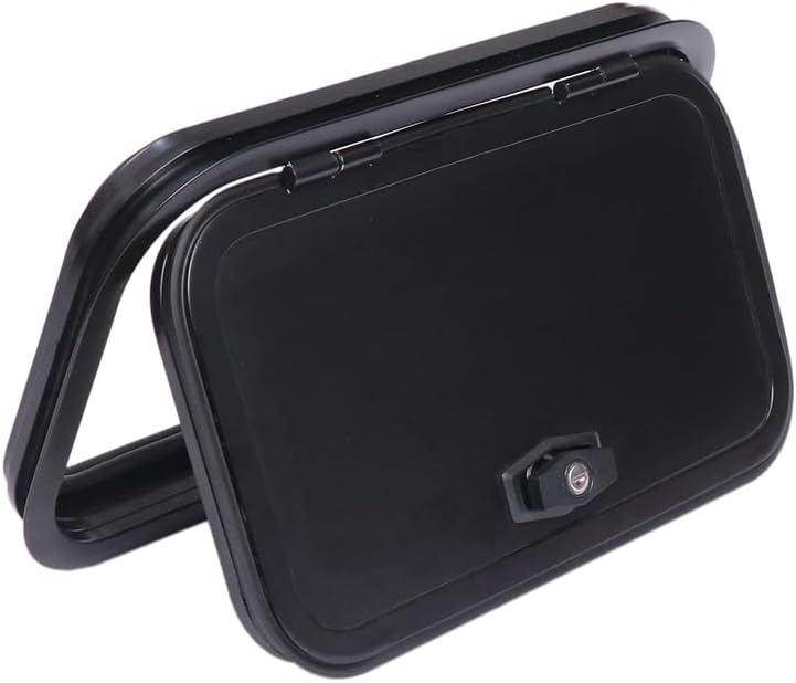 Rv Luggage Door, Rounded Aluminum Camper Door, 19.7x11.8 Inch Access Door with Two Keys, Suitable for Rv Camper Trailer Luggage Door (Black)