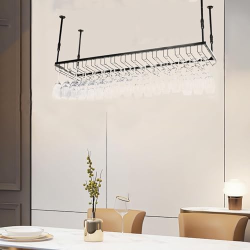 Étagère de plafond pour bouteille de vin avec support verre réglable