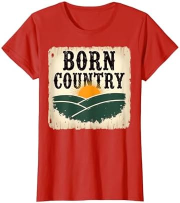 تي شيرت رجالي من Born Country برسومات Rustic Sunset Pride