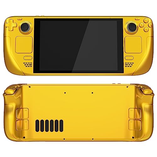 Image of eXtremeRate DIY Full Set Shell with Buttons for Steam Deck LCD, Custom Faceplate Back Plate Replacement Shell for Steam Deck LCD - Chrome Gold [Console NOT Included]