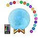 Moon Lamp, LOGROTATE Moon Light Lamps with Time Setting and Stand 3D Print LED 16 Colors, Hung Up Decorative Night Lights for Baby Kids Friends Lover Birthday Gifts(Diameter 9.6 inch)