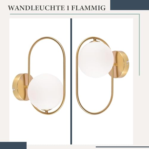 Iluminación de pared baño ZMH en metal dorado y esfera de vidrio refinado 5