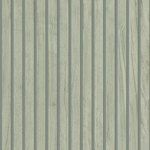 Panacea Wood Slats Effect 3D Design Modern, Industrial Minimalist Look Wallpaper for Living Room, Bedroom, Hallway Sage Belgravia 1163