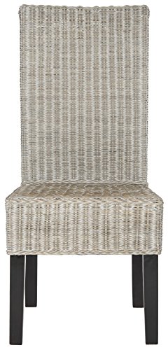 SAFAVIEH Furniture - Arjun Wicker Dining Chair Set of 2 - Antique & Grey - Rattan - Coastal Woven Design - Ideal for Dining Room, Kitchen, 17.7' Seat Height (SEA8013B-SET2)