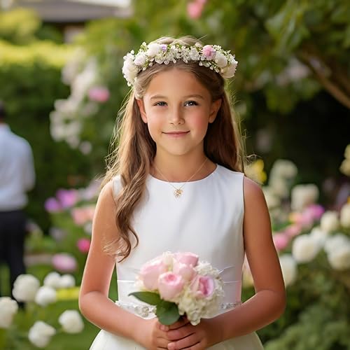 Flower Gir Necklace 14K Gold Plated Circular Initial Necklace Personalized Letter Necklace Bridesmaid Proposal Gift Wedding Gift Jewelry4