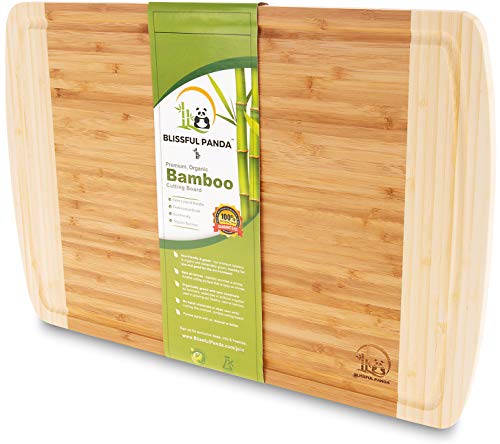 Blissful Panda Bamboo Cutting Board for Kitchen - Extra Large, Double Sided, Organic