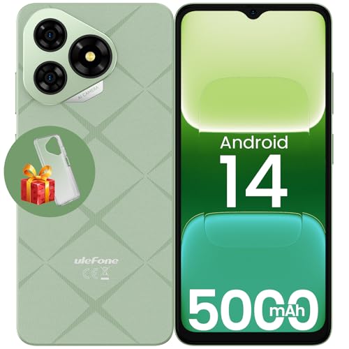 Ulefone Note 19 Teléfono Móvil 2025, Android 14 Smartphone Octa-Core, 6GB+64GB ROM/TF-512GB, 6.56“ Pantalla HD+ Moviles Libres, 5000mAh, 8MP+5MP, Telefono Movil con Funda 4G Dual SIM/Face ID/OTG/GPS