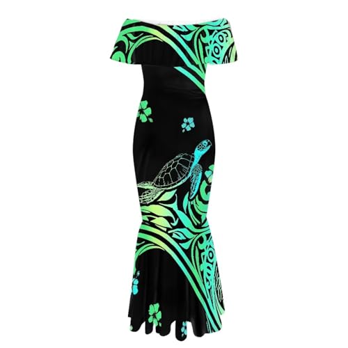 Image of Polynesian for Women S-7XL Off Shoulder Maxi Dress Hawaiian Summer Dresses