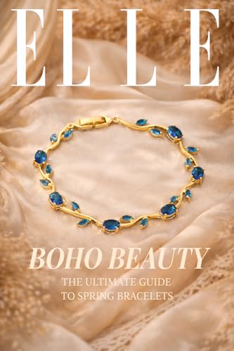 Image of VIEN 18k Gold Plated Vine Leaf Bracelet for Women, Blue Sapphire Crystal Marquise Cut Link Bracelet, Adjustable Nature-Inspired Floral Jewelry for Weddings, Anniversaries, and Special Occasions