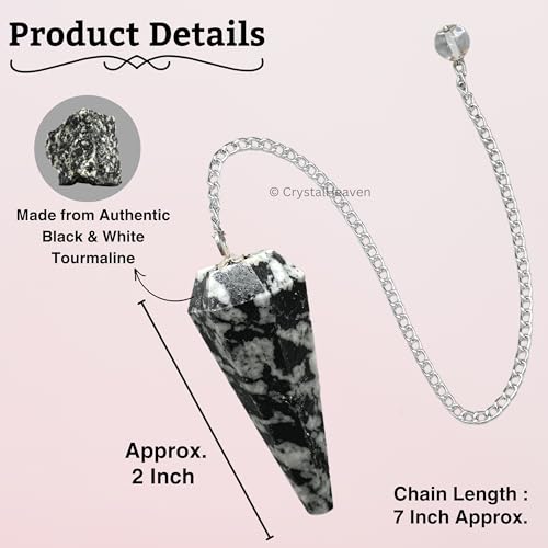 Image of Black and White Tourmaline Pendulum Dowsing Tool - Natural Crystal Pendulum for Spiritual Guidance - Premium Dowser Pendulum for Accurate Divination and Energy Healing - Perfect for Energy Healing and Chakra Balancing - Handcrafted with Precision and Elegance