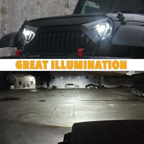 SINLIRU 7inch Round Headligt 7" Motorcycle White/Amber DRL Front Light with Laser for Motorbikes Wrangler JK JKU TJ LJ by SINLIRU - Used condition - Image 4