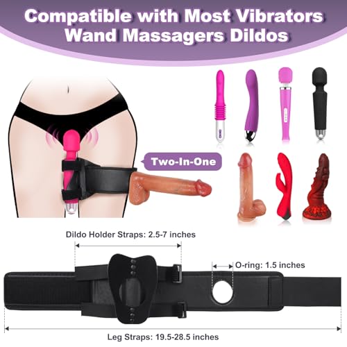 Strap-On Dildo Harness Sexspielzeug Vibrator Zwangsriemen, Vibrator Zauberstab Dildo Halter Beingurte für Frauen Freihändiges Spiel, Verstellbares Strap On für Lesben Paare Spiel (ohne Vibrator)