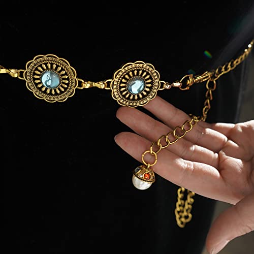 Glamorstar Vintage Chain Belts for Women Western Concho Metal Waist Belt for Dresses3