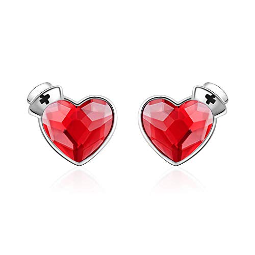 AOBOCO Gifts for Nurse Doctor 925 Sterling Silver Medical Symbol Studs Earrings Graduation Jewelry Gifts for New Nurse Doctor RN Student