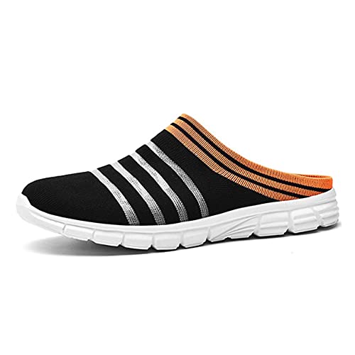 ERLINGO Chaussons Mules House - Unisexe - Sabots de jardin - Légers - Antidérapants - Pour homme et femme - Confortables - Respirants - En maille - Pour l'intérieur et l'extérieur - noir/orange, 46 EU Cover