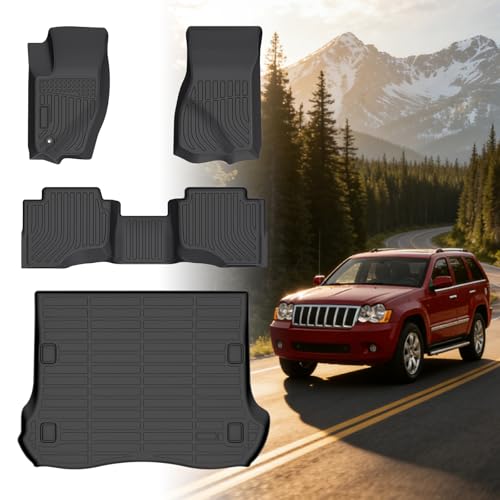 Floor Mats for Jeep Grand Cherokee 2005 2006 2007 2008 2009 2010, Grand Cherokee WK Laredo, Limited, Summit Floor Mats, TPE Summer Winter Non-Slip Floor Liners Car Accessories
