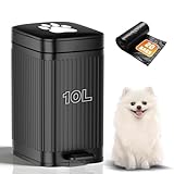 Hahomei Dog Poop Trash Can Outside, 2.7Gal Dog Waste Trash Can with Lid, Foot Pedal, Dog Waste Container with 20 Bags, Pet Poop Bucket with Soft Close for Backyard Odor Control