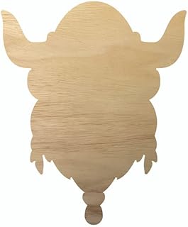 Wooden Viking 2" Cutout, Real Unfinished Wood Basic Mascot Craft Shape