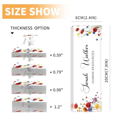 Image of Name Plate for Desk, Desk Name Plate Personalized, Flowers Office Decor for Women Men, Acrylic Desktop Accessories, Office Gifts for Boss Nurse Teacher Coworker, Employee Appreciation Gift (Pink /Blue)