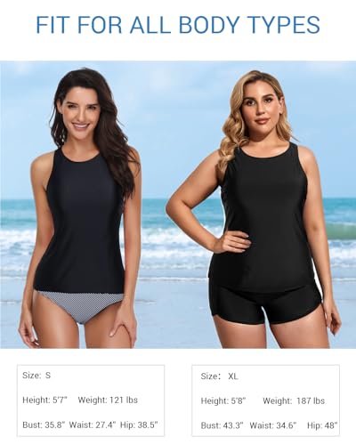 image for Holipick High Neck Tankini Top Bathing Suit Tops for Women Tummy Contr
