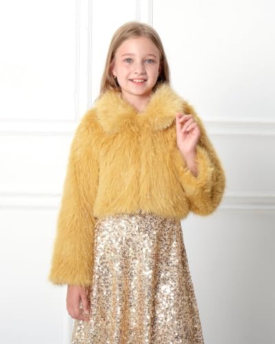 Image of BOLEROSE Girls Collared Faux Fur Bolero Jacket