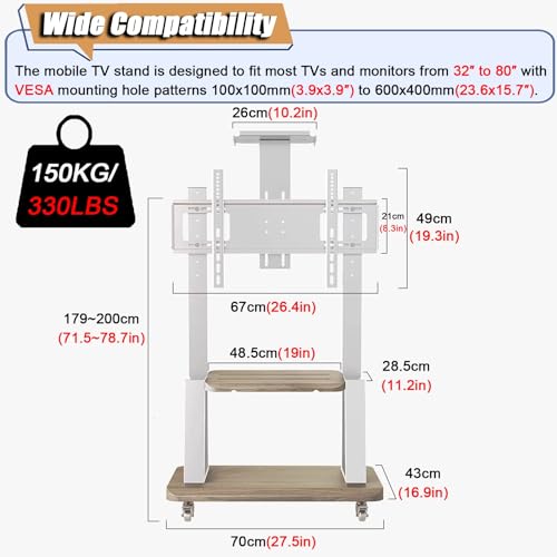 Soporte móvil para TV de piso para pantallas de 32"-80" miniatura 3