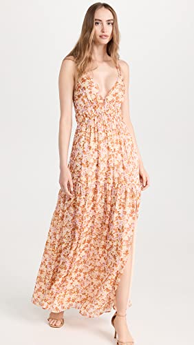 Astr The Label Women's Ryliana Dress, Rust Lilac Floral, S #TOP1