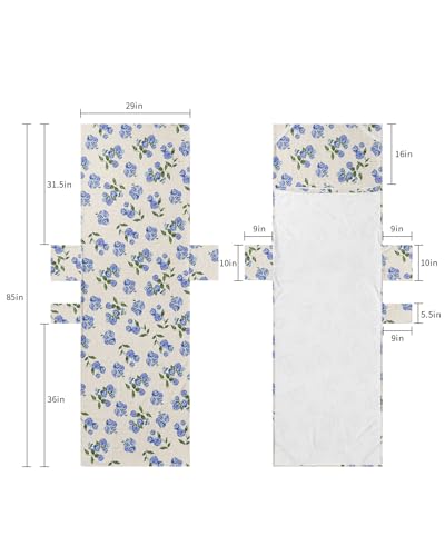 Blue Spring Floral Beach Lounge Chair Towel Cover, Soft Chaise Lounge Towel with Side Pockets Patio Pool Chairs Cover for Beach/Pool Sunbathing 29x85 Pastoral Summer Botanical Flowers Rustic