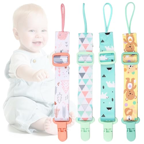 CATOR 3PCS Attache Tetine Tissu, Attache Sucette Bebe, Pacifier Clip Chain, Garde la Tétine Propre, Douce et Flexible, Durable–Haute Ténacité