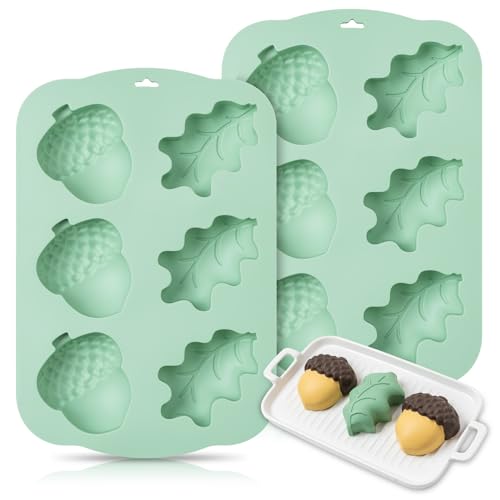 Fall Acorns & Maple Leaf Silicone Mold, 2Pcs/6-Cavity