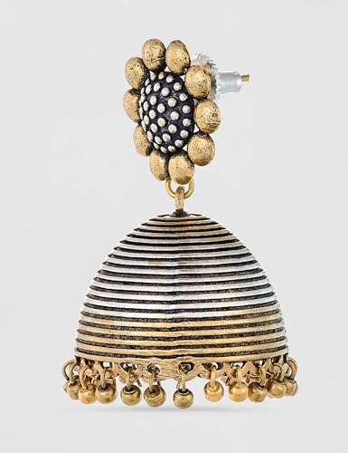Image of Rubans Jhumka Earrings Oxidised Trendy Jewellery Gift for Women & Girls