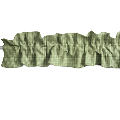 Zen Creative Designs Faux Burlap Sleeve Topper Window Valance Top Bottom Ruffle Home Decor Bedroom Nursery Kitchen Window (120" Wide x 9" Tall, Willow)