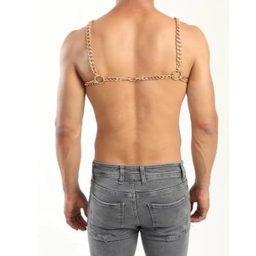 Men leather body belts Punk Adjustable Faux Leather Body Chest Belt Clubwear with Fancy Buckles Rings for Gay4