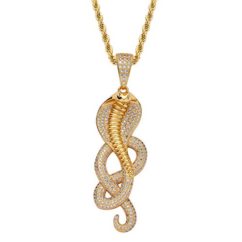 Collier pendentif cobra en diamant simulé plaqué or 14 carats, cadeau idéal pour amoureux des animaux